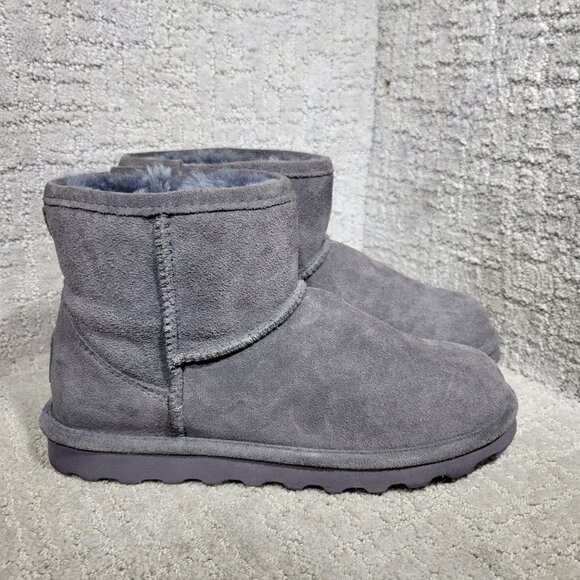 BearPaw Alyssa Women's Size US 10 Gray Suede Sheepskin Wool Ankle Boot Shoes - Picture 3 of 9
